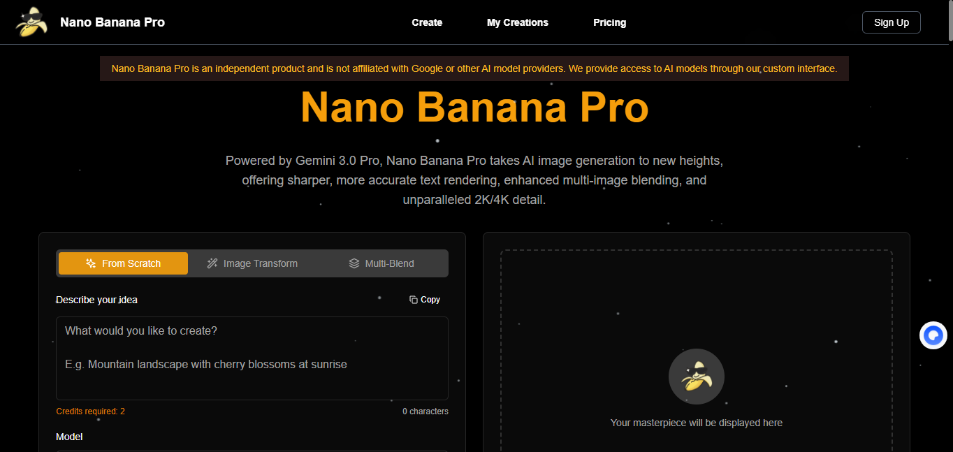 Nano Banana Pro product screenshot