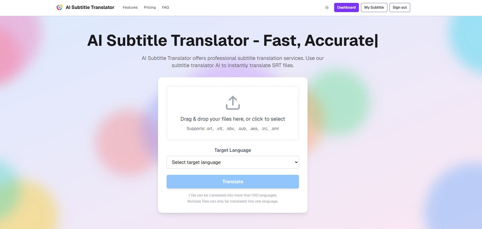 AI Subtitle Translator product screenshot