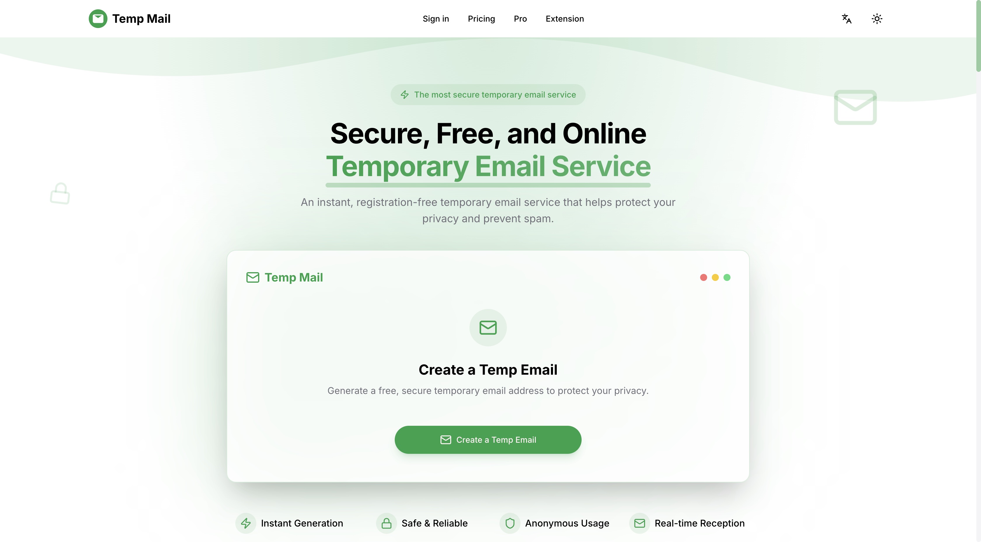Temp Mail product screenshot