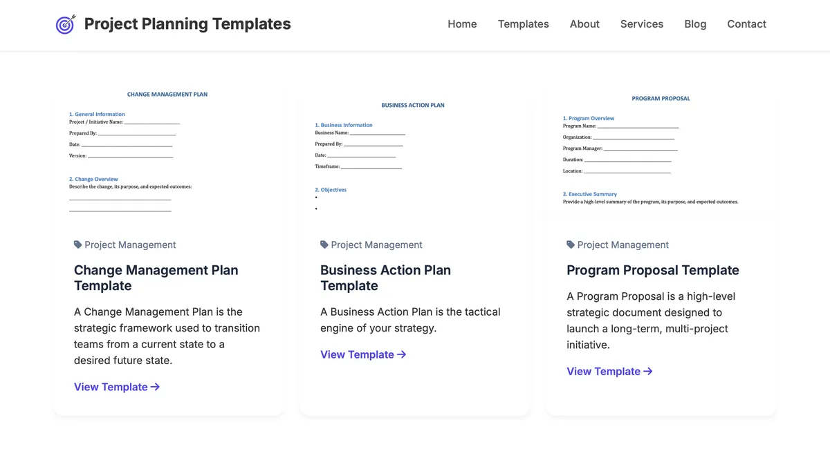 Project Planning Templates product screenshot