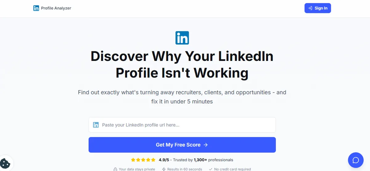 LinkedIn Profile Analysis product screenshot
