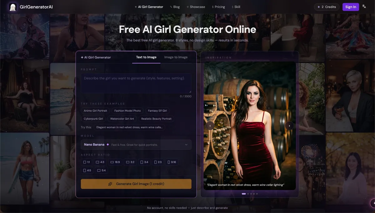 GirlGeneratorAI product screenshot