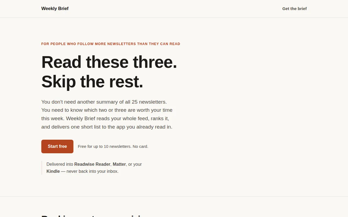 Weekly Brief product screenshot