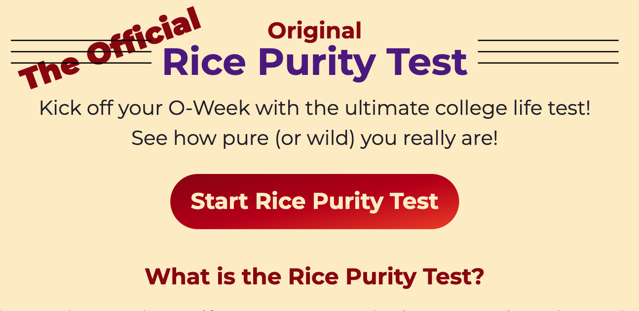 Original Rice Purity Test product screenshot