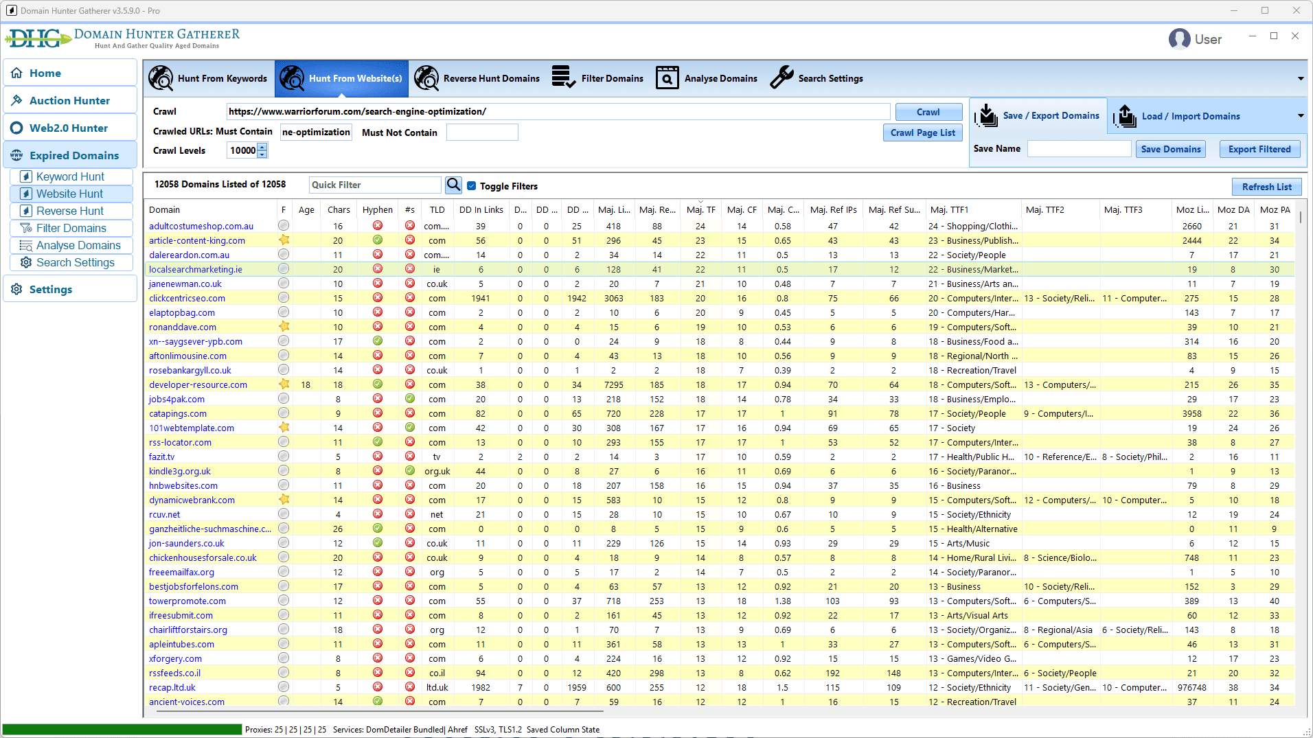 Domain Hunter Gatherer product screenshot