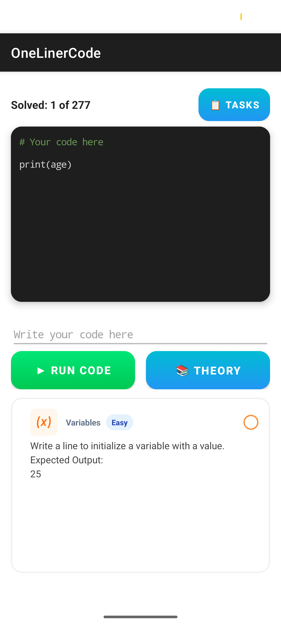 OneLinerCode product screenshot