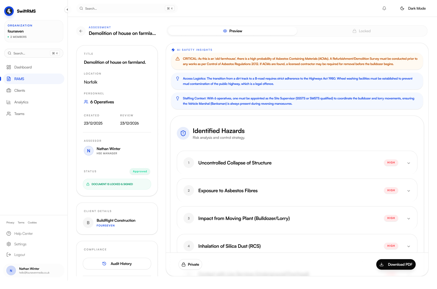 swiftRMS product screenshot